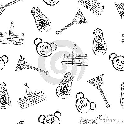 Russian symbols icons seamless pattern Vector Illustration