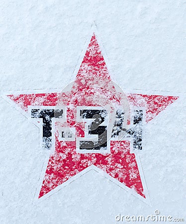 Russian T34 Soviet Star on Snow Editorial Stock Photo