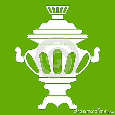 Russian tea samovar icon green Vector Illustration