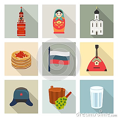 Russian theme icon set Vector Illustration