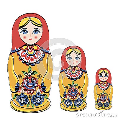 Russian tradition matryoshka dolls. Vector Illustration