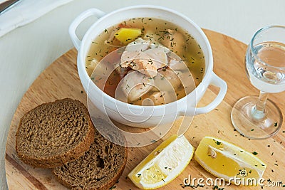 Russian traditional fish soup Stock Photo