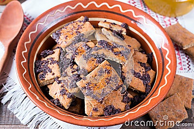 Russian traditional pastries. Cookies with poppy seeds and honey. Stock Photo