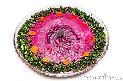 Russian traditional ''shuba'' salad Stock Photo