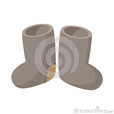 Russian traditional winter felt boots icon Vector Illustration