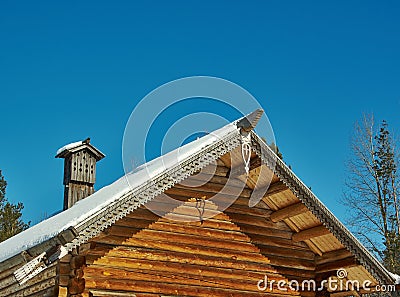 Russian Traditional wooden architecture - Chudsky konek Stock Photo
