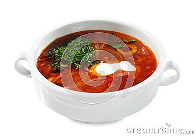 Russian and Ukrainian Cuisine - Soup Solyanka Stock Photo