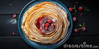 Russian Ukrainian European holiday Maslenitsa Traditional thin crepes pancakes 2 Stock Photo