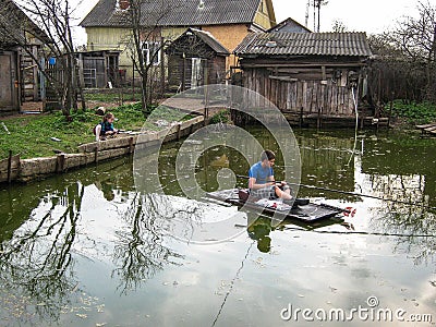 Russian village in the Kaluga region. Editorial Stock Photo