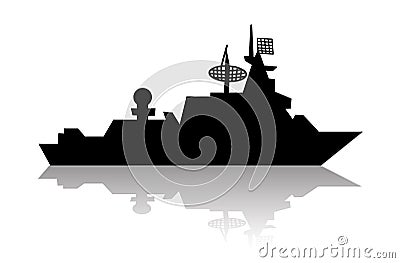 russian warship silhouette isolated on white Vector Illustration