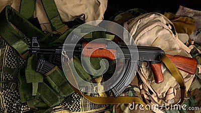 Russian weapon. Terrorist Weapons. Stock Photo