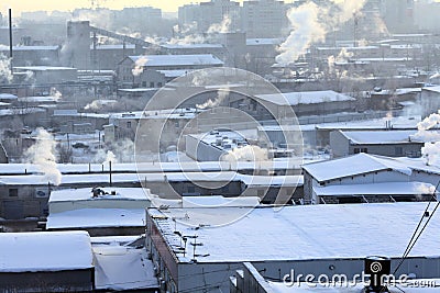 Russian winter landscape small town Stock Photo