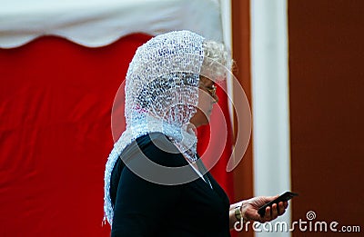 Russian woman with elegant scarf Editorial Stock Photo