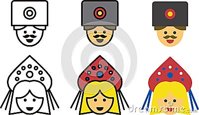 Russian woman and man icons Vector Illustration