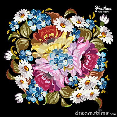 Russian Zhostovo painting ,Russian style decoration and design element Vector Illustration