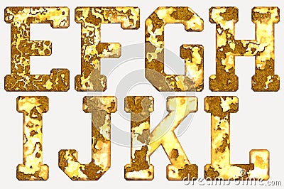 Rust alphabets isolated Stock Photo