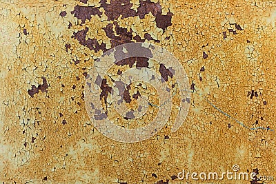 Rust background on yellow painted metal Stock Photo