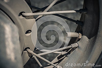 Rust and dirt wheel like is in the war. Stock Photo