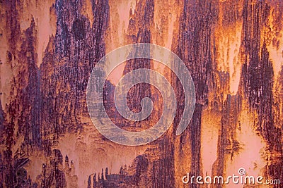 Rusted metal texture background. Strong rust. Hard decay of metal in macro. Stock Photo