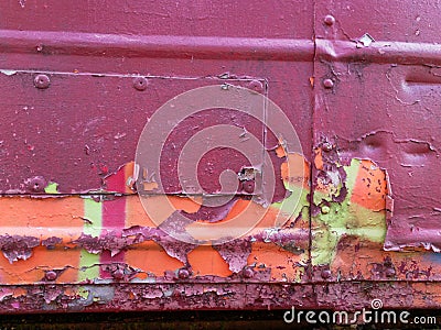 Rust and pealed paint on an old abandoned train Stock Photo
