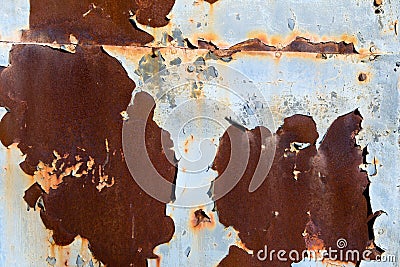 Rust and peeling blue paint Stock Photo