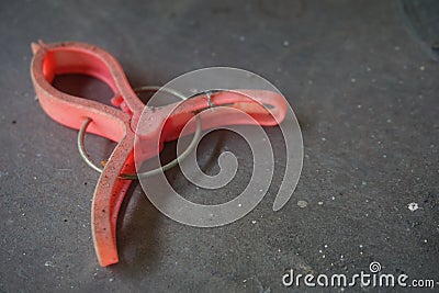 Rust Pink Plastic Clothespin/Clothes Peg Stock Photo