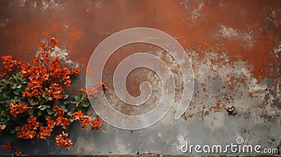 Rust Surface With Rust Snapdragon Border: Urban Aesthetic Image Stock Photo