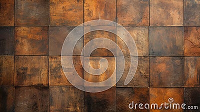 Rust Tile Wall: Textured Organic Forms For A Rustic Charm Stock Photo