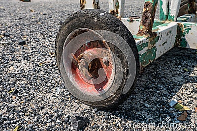 Rust wheel on sunlight Stock Photo