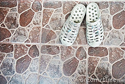 Rust white slippers Stock Photo