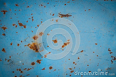 Rusted blue painted metal wall. Rusty metal background Stock Photo