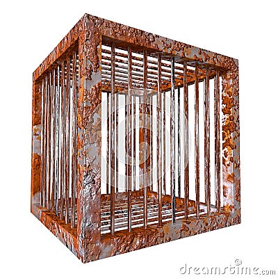 Rust cage rustic cubic prison Stock Photo