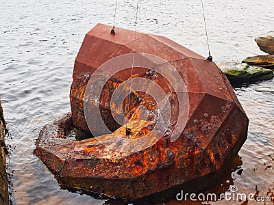 Rusted Modern Steel Sculpture, Sydney Harbour, Australia Editorial Stock Photo