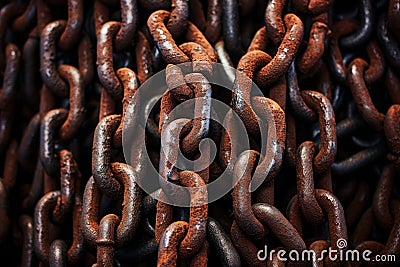 rusted iron chain links ready to break apart Stock Photo