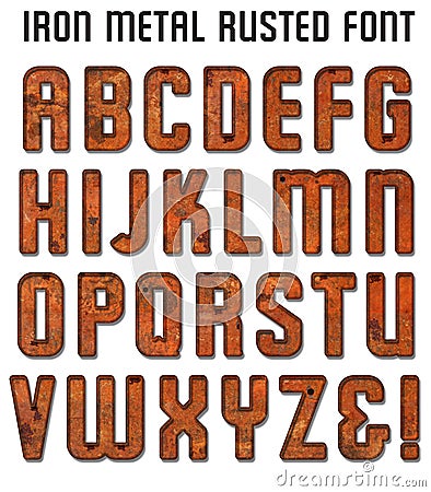 Rusted Metal Font Stock Photo