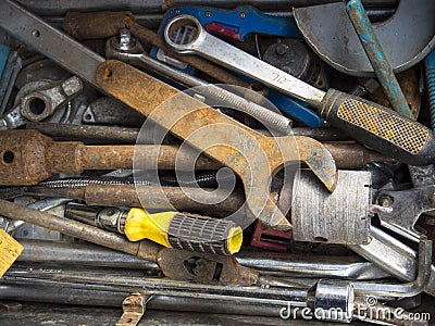 Rusted metal hand tools Stock Photo