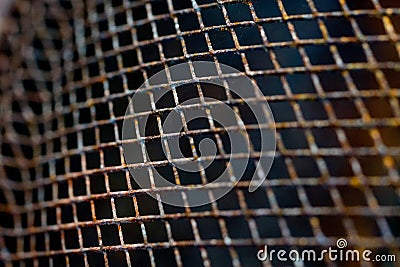 Rusted metal screen from fireplace Stock Photo