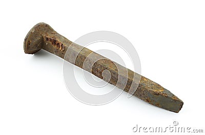 Rusted railroad spike Stock Photo