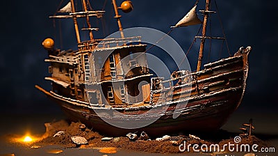 The rusted shipwreck ship in various lights and seasons. Stock Photo
