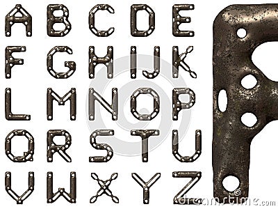 Rusted steel alphabet Stock Photo