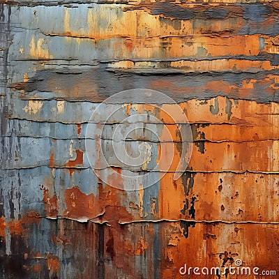 Rusted Wall Photograph With Layers Of Orange And Blue Stock Photo