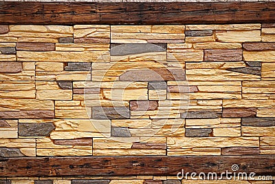 Rusted Wood and Stone Masonry Wall Stock Photo