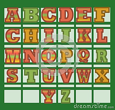 Rustic alphabet, ABC, Digital Art Cartoon Illustration