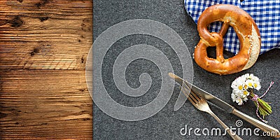 Rustic bavarian table decoration for a oktoberfest Stock Photo