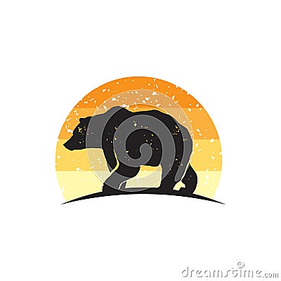 Rustic bear silhouette Logo Inspiration Vector Illustration
