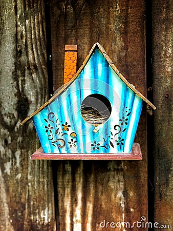 Rustic Birdhouse Wall Mounted on a Farm on Pirai Road Stock Photo