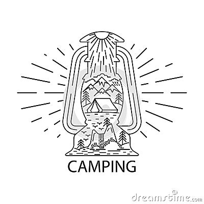 Rustic camping lantern Vector Illustration