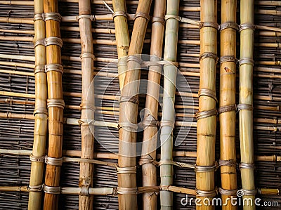 Rustic Cane Mesh Detailed Bamboo Fiber Weaving Background Texture Generative using Ai Stock Photo