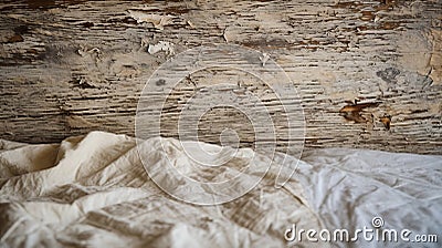 Rustic Charm: Close-up Of Hemp Bed With Natural Grain And Vintage Appeal Stock Photo