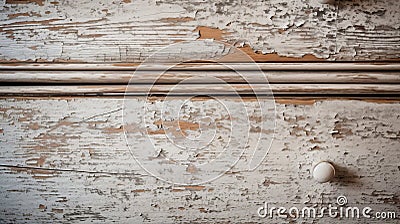 Rustic Charm: Close-up View Of A Peeling Paint Wooden Dresser Stock Photo